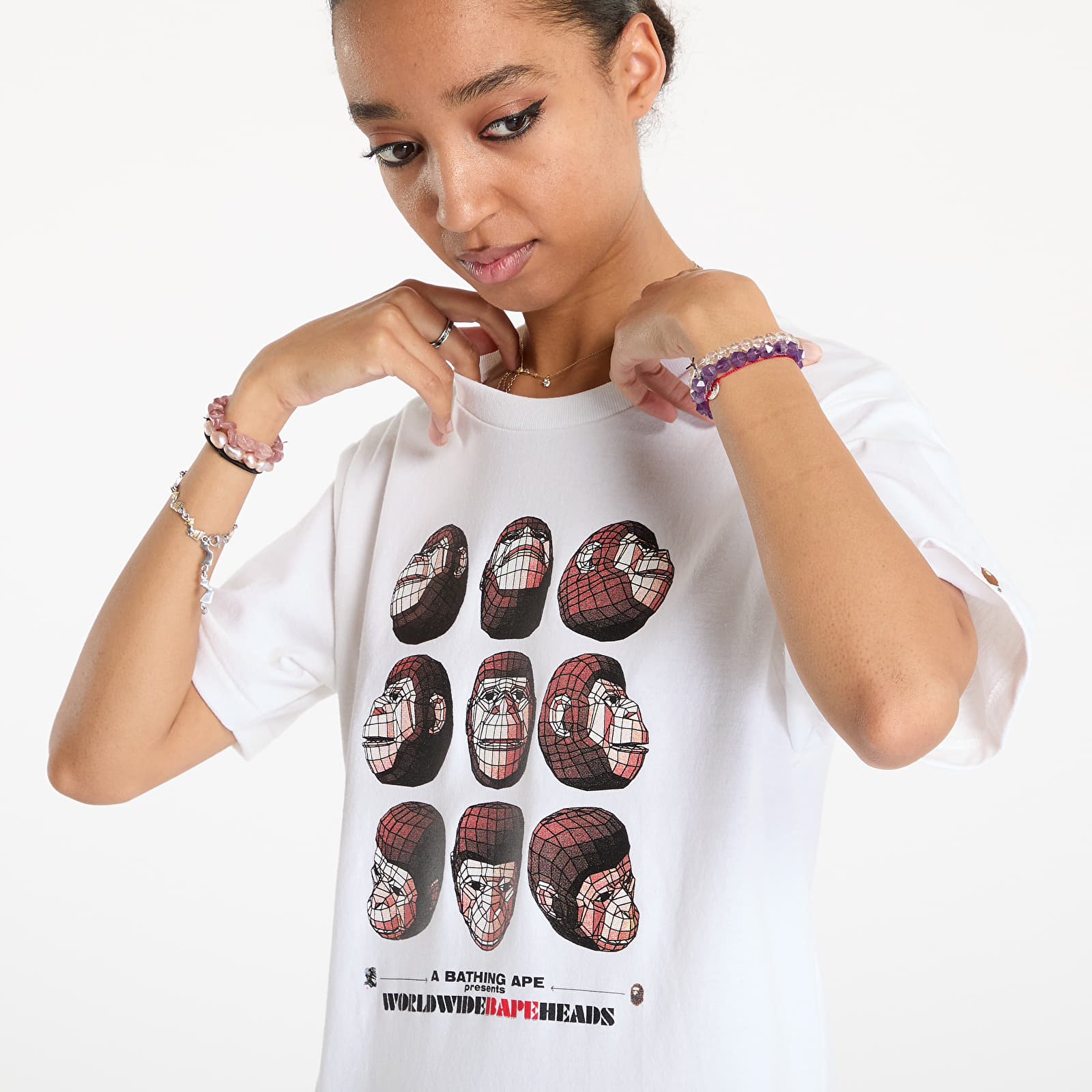 T-Shirts A BATHING APE Polygon Ape Head UNISEX Tee White