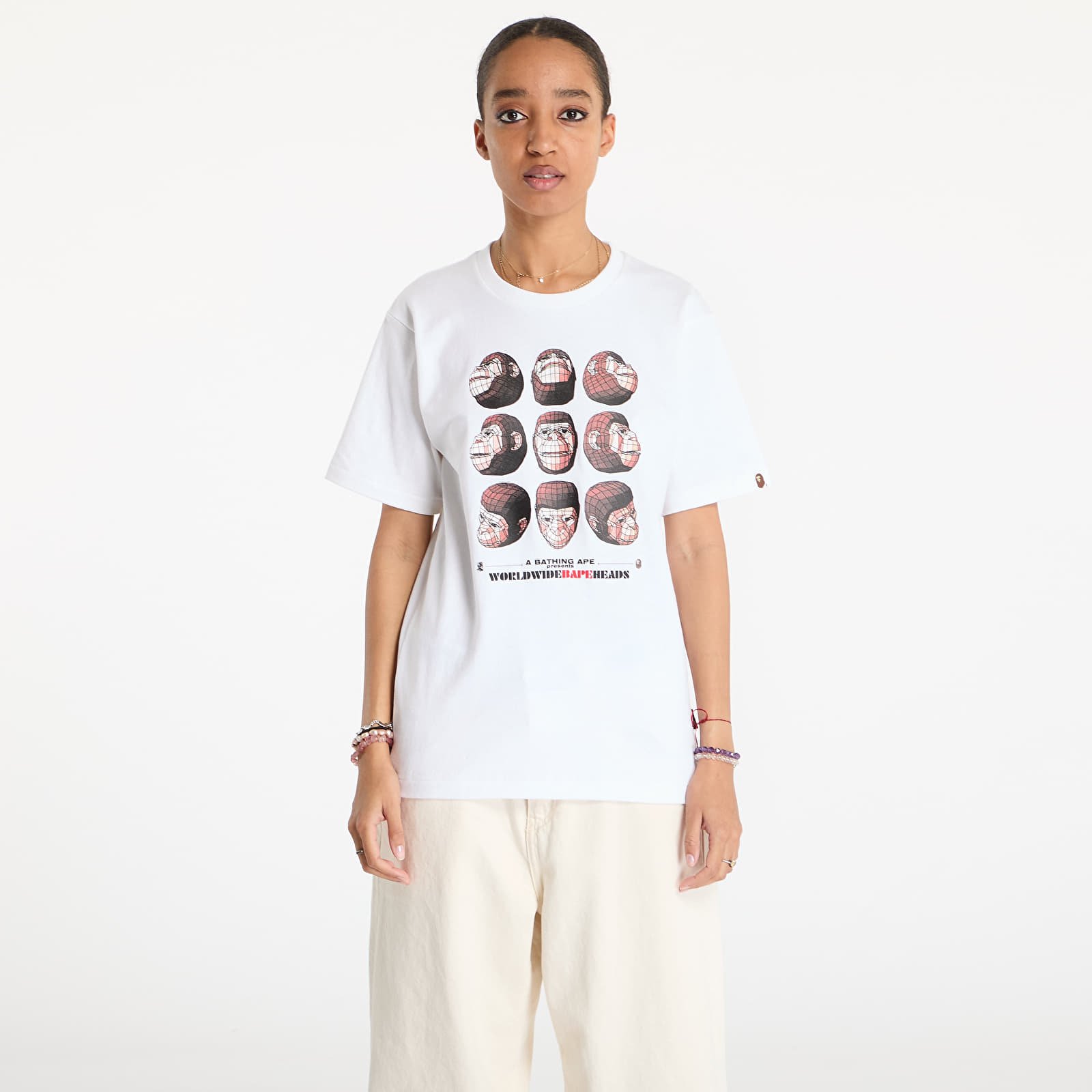 T-Shirts A BATHING APE Polygon Ape Head UNISEX Tee White