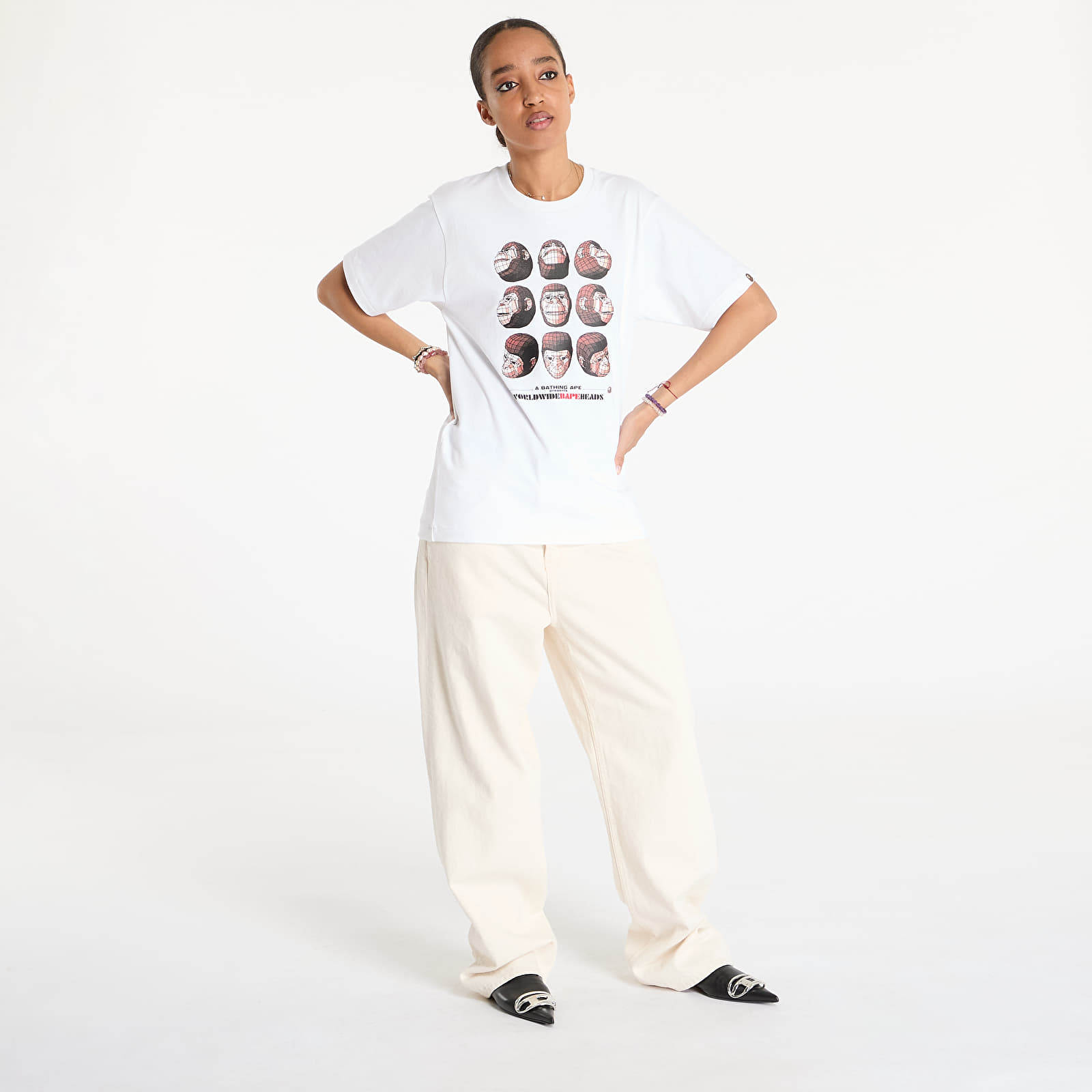 T-Shirts A BATHING APE Polygon Ape Head UNISEX Tee White