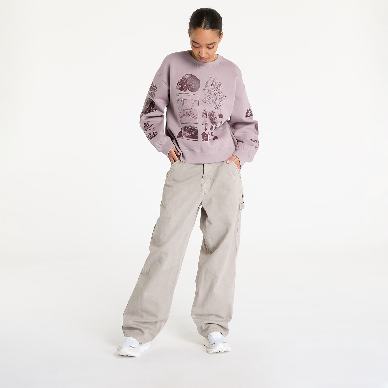 Women's hoodies Nike ACG "Tuff Fleece" Women's Therma-FIT Repel Crew-Neck Sweatshirt Lt Violet Ore/ Burgundy Crush
