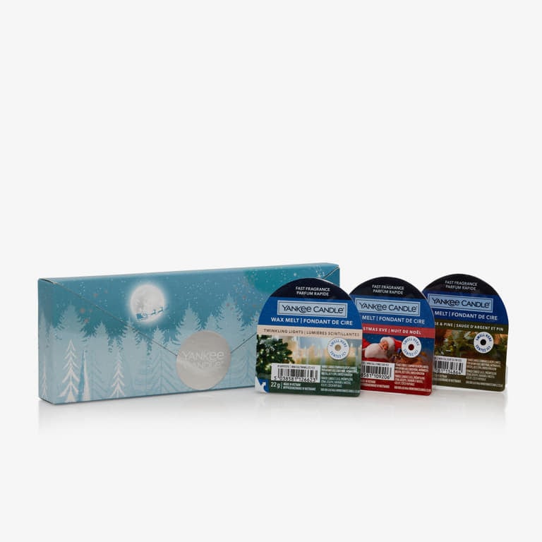 Weitere Accessoires Yankee Candle Wax 3-Pack Christmas Gift Set - Twinkling Lights, Christmas Eve and Silver Sage & Pine