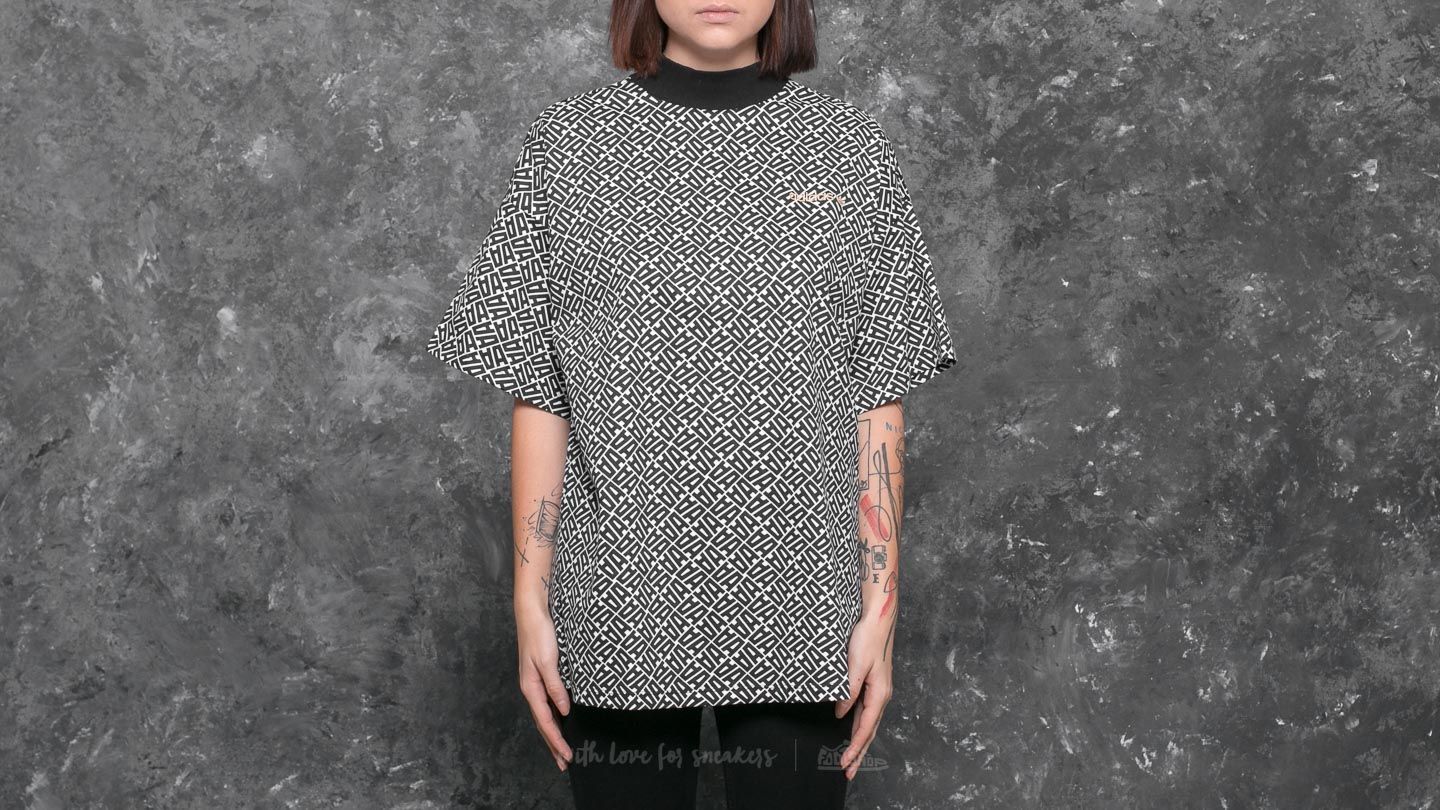 T-Shirts und Hemden adidas Allover Print Oversized Tee White/ Black