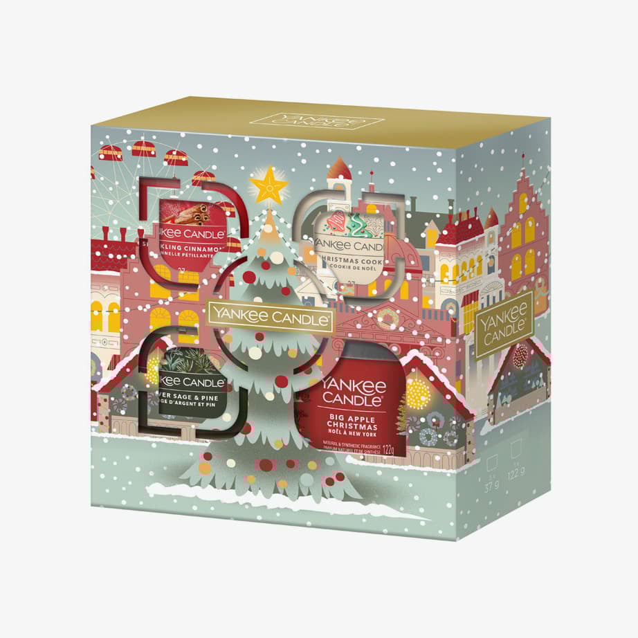 Други аксесоари Yankee Candle Votive Candle 3-Pack + Tumbler Candle Gift Set - Sparkling Cinnamon, Christmas Cookie and Silver Sage & Pine