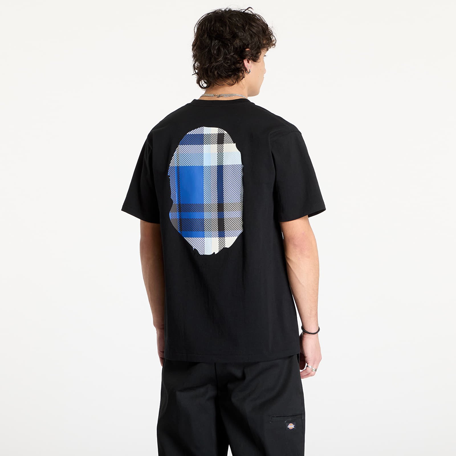 Moške majice  A BATHING APE Bape Check Big Ape Head Tee Black
