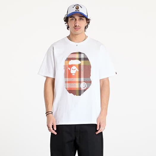 Magliette da uomo A BATHING APE Bape Check Big Ape Head Tee White Footshop