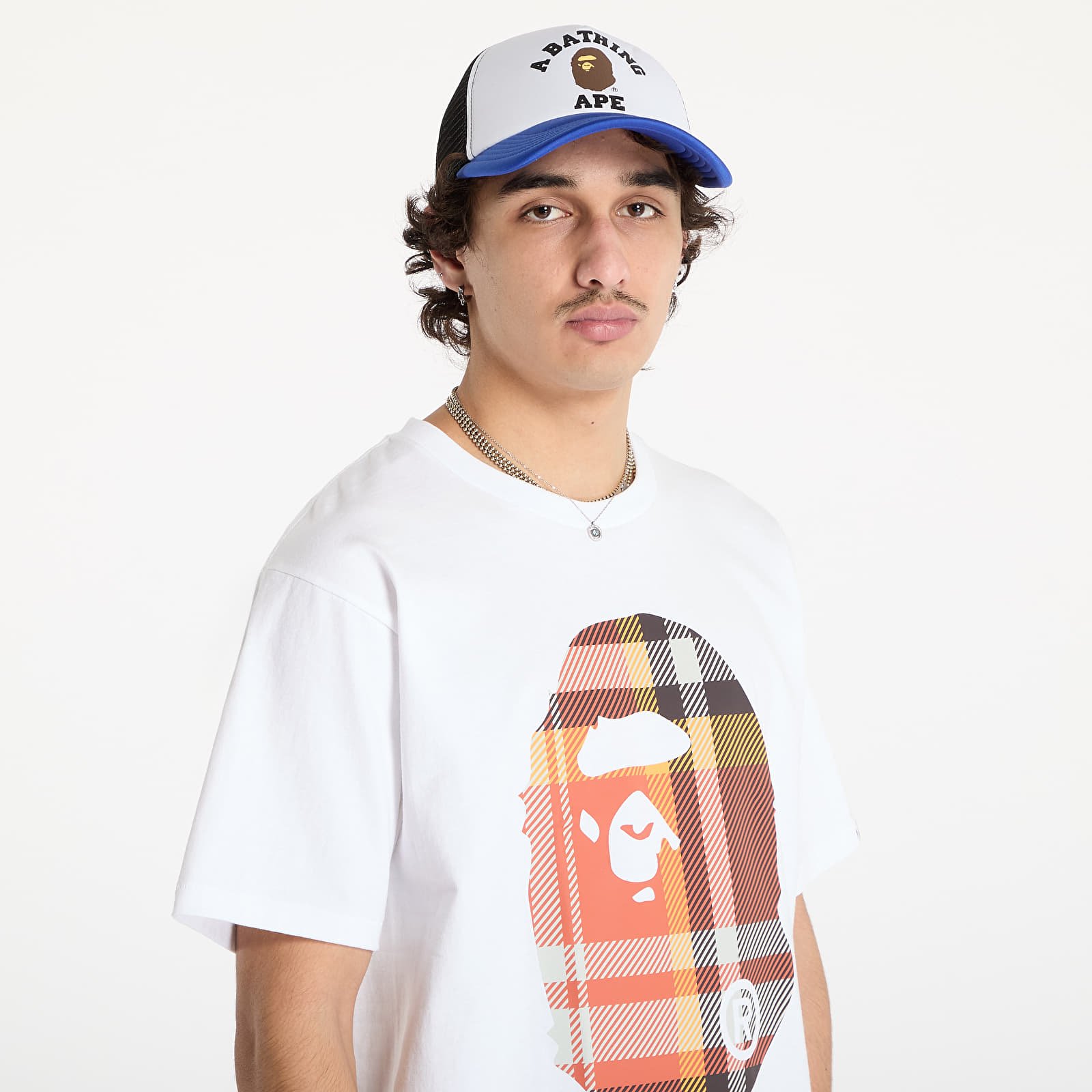 Men's T-shirts A BATHING APE Bape Check Big Ape Head Tee White