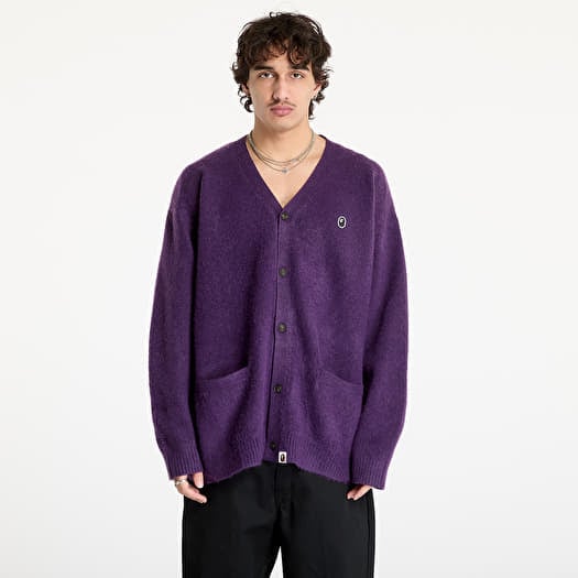Trui A BATHING APE One Point Hairly Yarn Cardigan M Purple