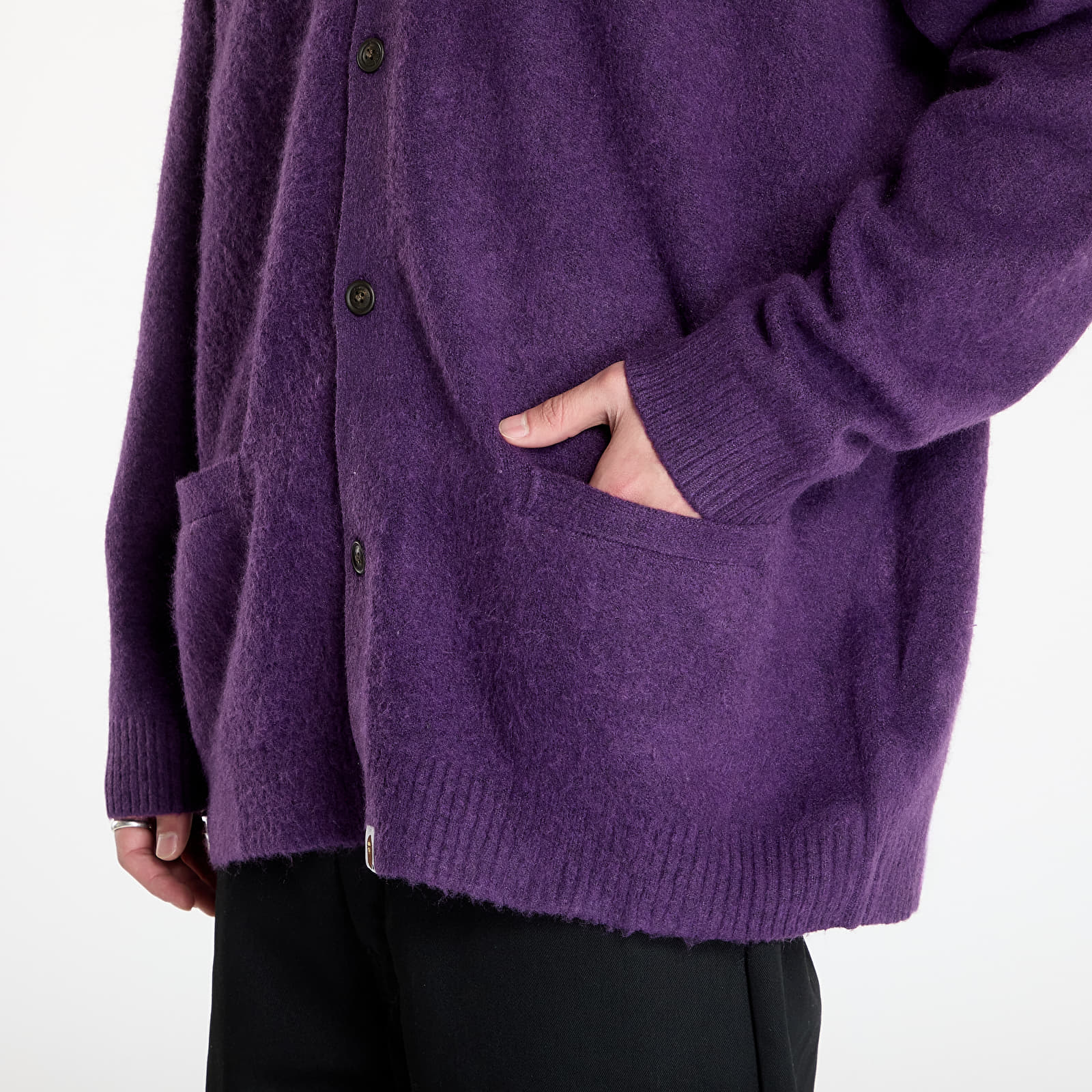 Pullover A BATHING APE One Point Hairly Yarn Cardigan M Purple