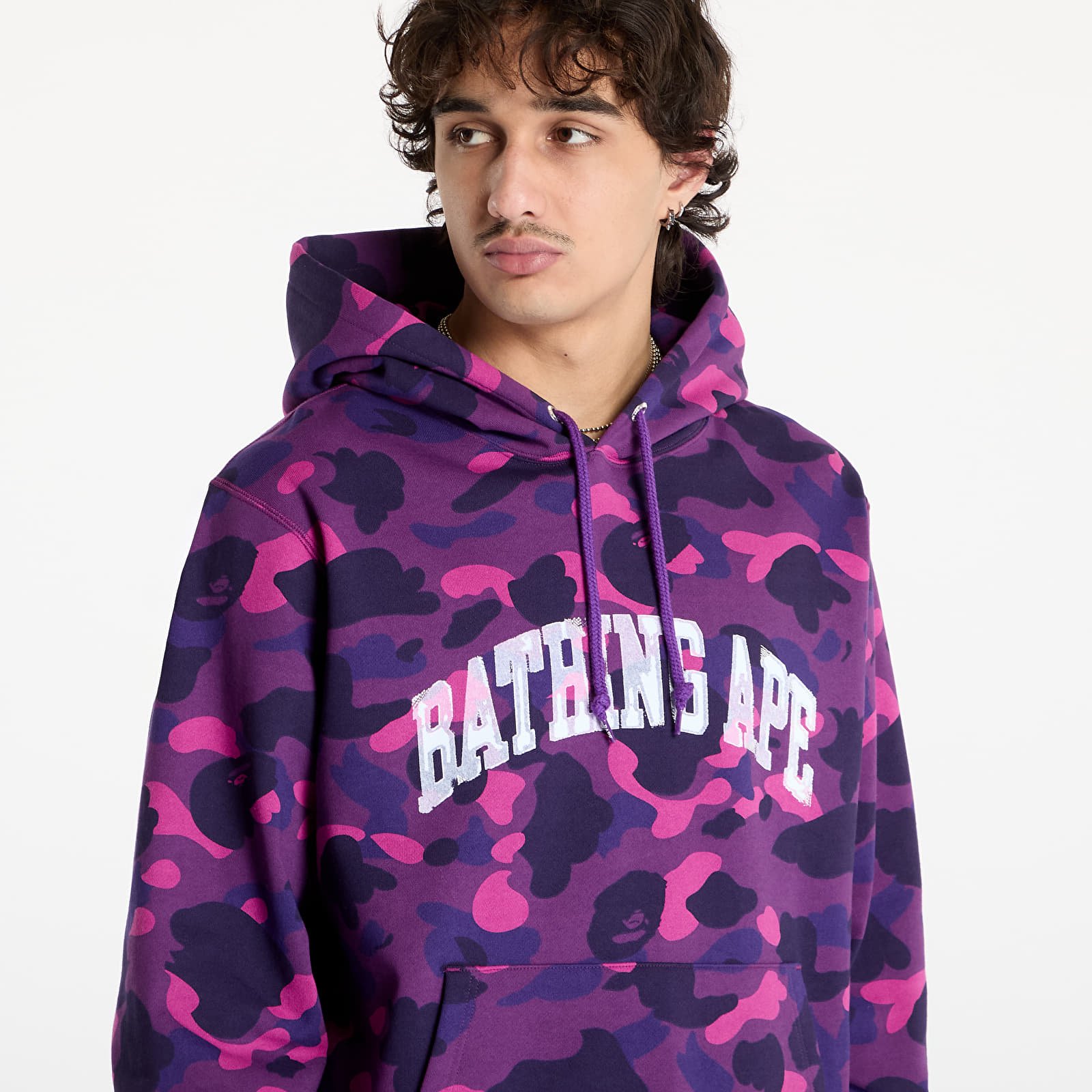 Pánské mikiny A BATHING APE Color Camo Pullover Hoodie Purple