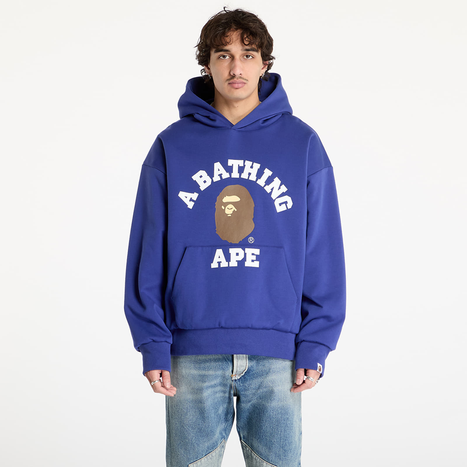 Bluza A BATHING APE College Puffy Relaxed Fit Pullover Hoodie M Blue XL