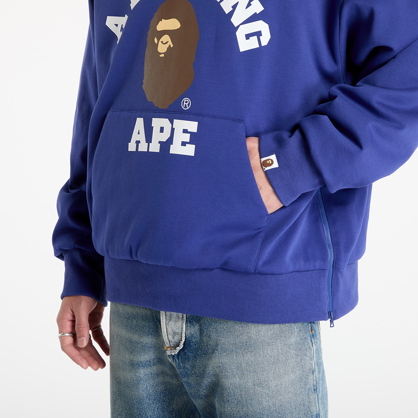 Hoodies and sweatshirts A BATHING APE College Puffy Relaxed Fit Pullover Hoodie M Blue Footshop