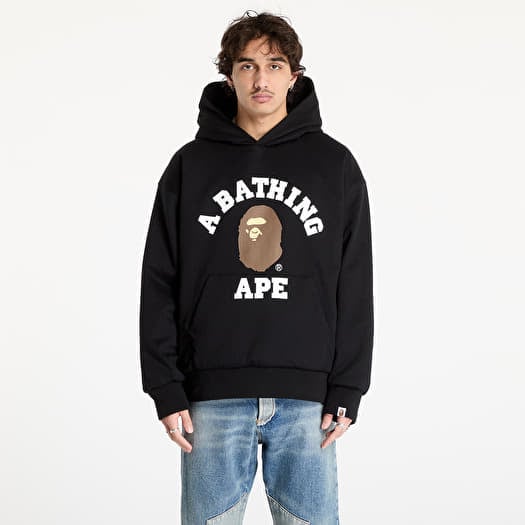 Mikina A BATHING APE College Puffy Relaxed Fit Pullover Hoodie M Black