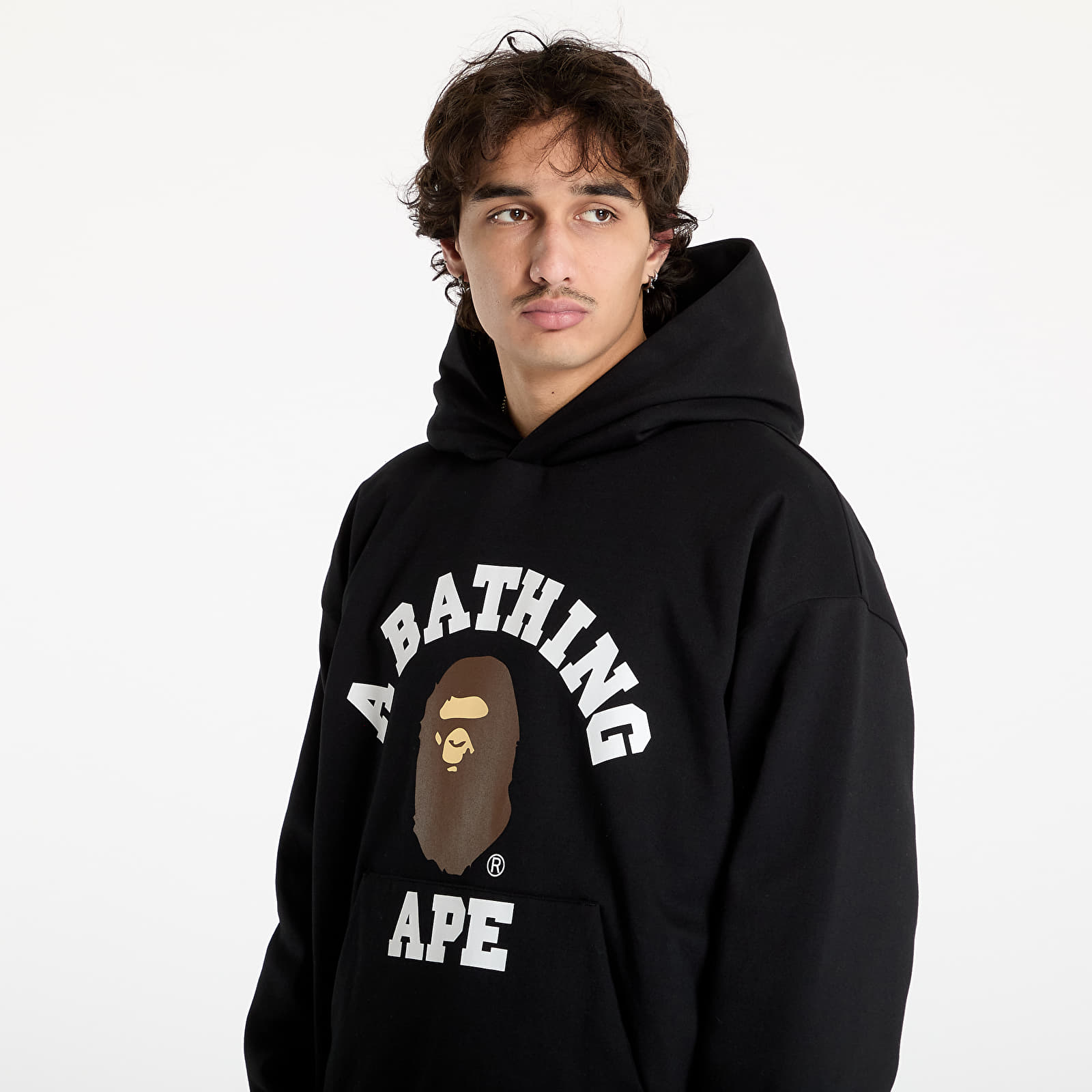 Mikiny A BATHING APE College Puffy Relaxed Fit Pullover Hoodie M Black