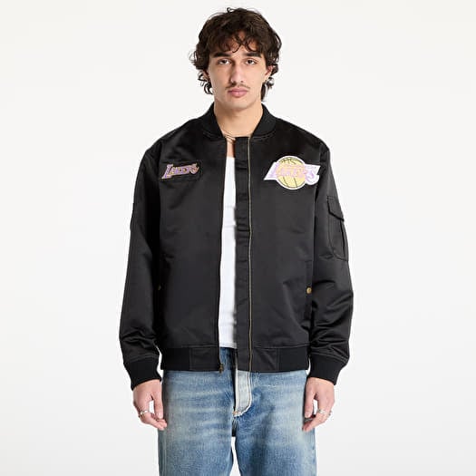 Bunda Mitchell & Ness NBA Team Leader Satin Vintage Logo Lakers Bomber Black