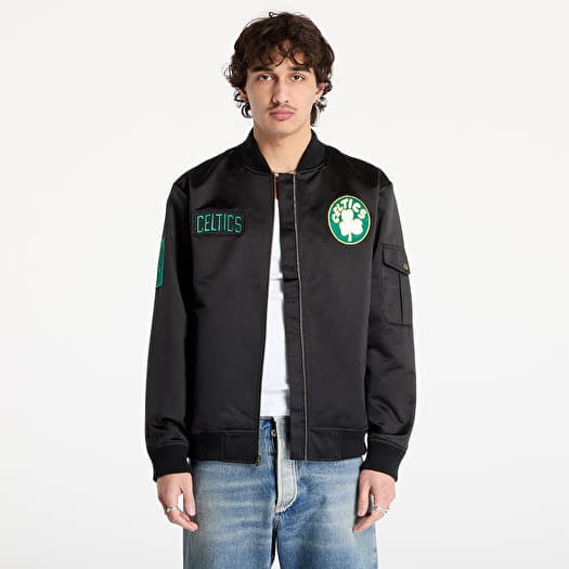 Mitchell & Ness NBA Team Leader Satin Vintage Logo Celtics Bomber Black