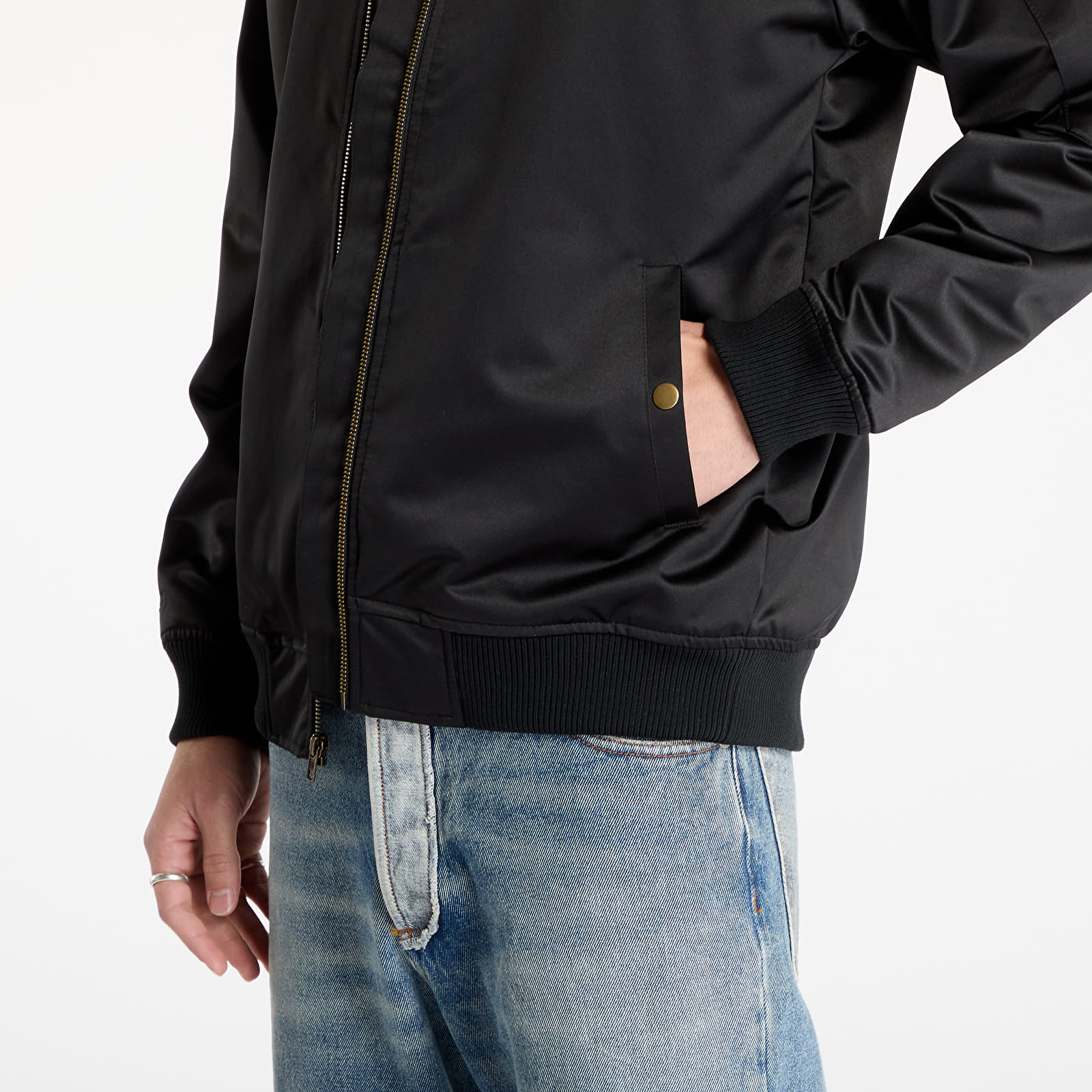 Jackets Mitchell & Ness NHL Team Leader Satin Current Logo Blackhawks Bomber Black