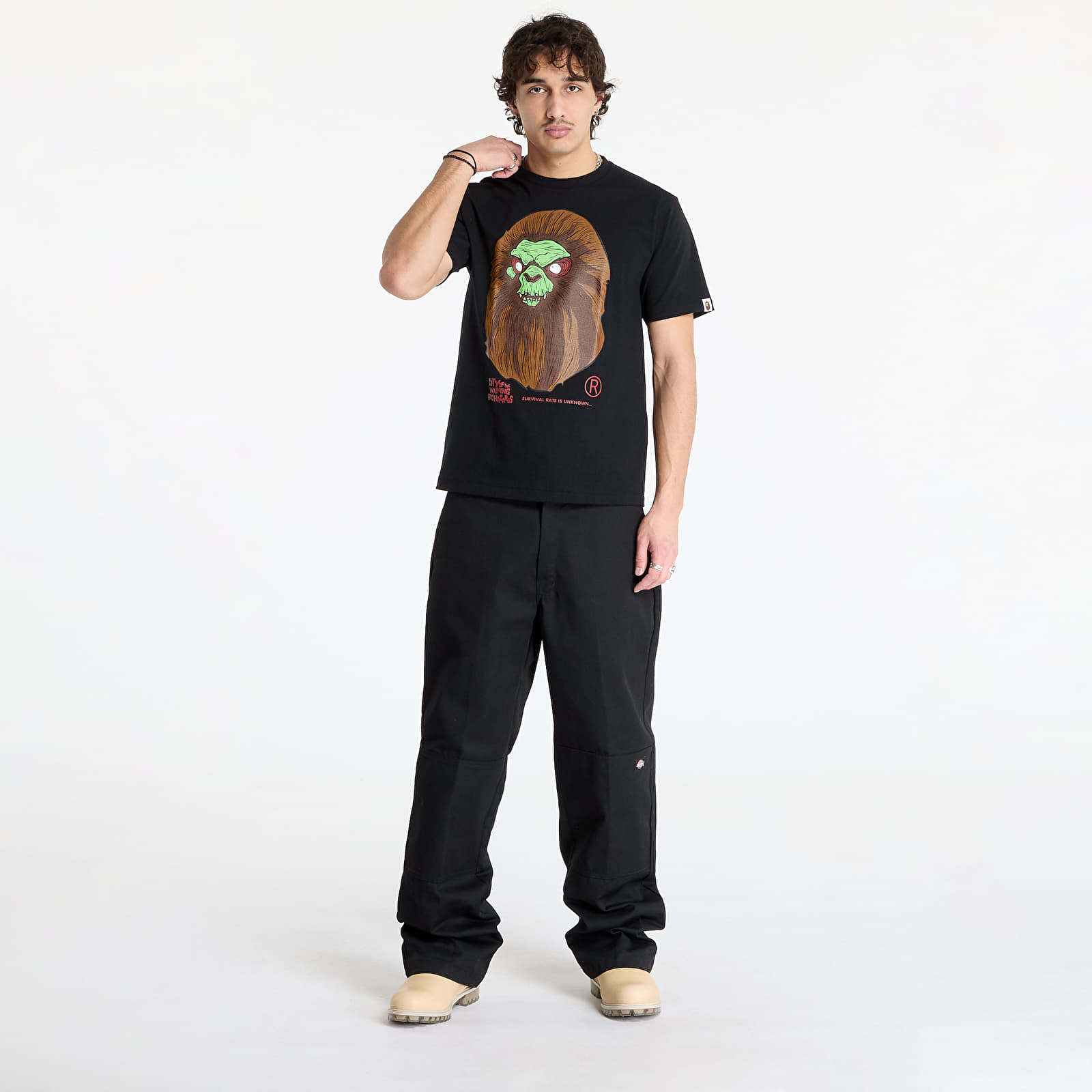 T-shirts A BATHING APE Bape Horror Mad Face UNISEX Tee Black