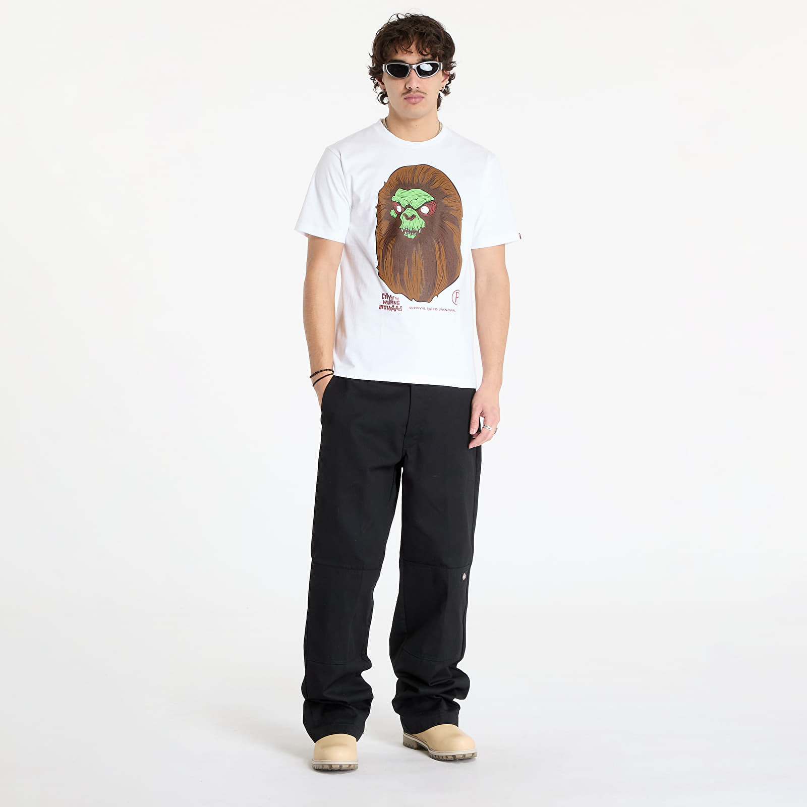 Pólók A BATHING APE Bape Horror Mad Face UNISEX Tee White
