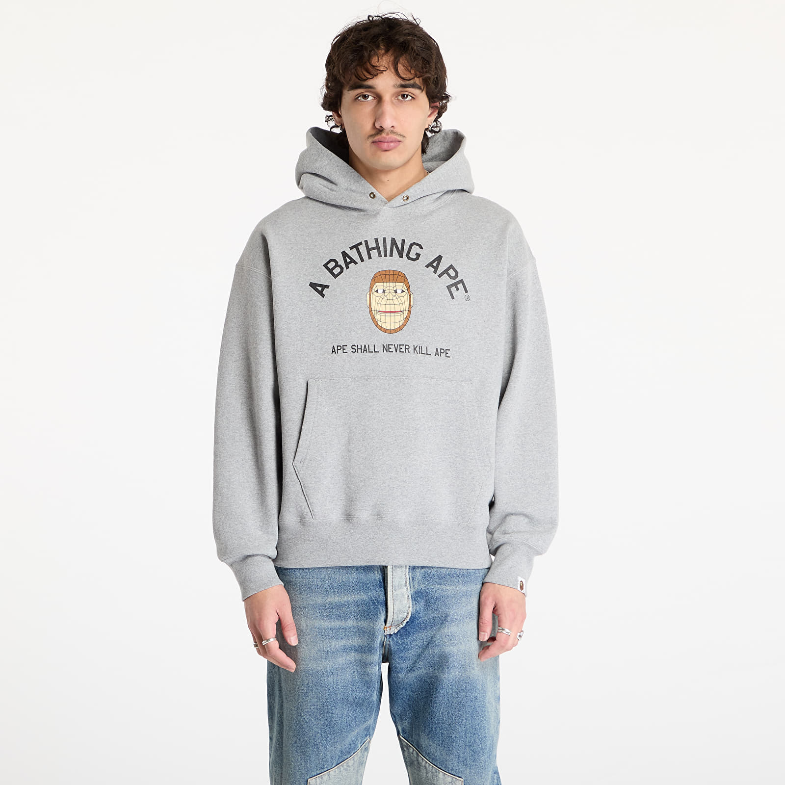 Mikiny A BATHING APE Polygon Relaxed Fit Pullover UNISEX Hoodie Gray