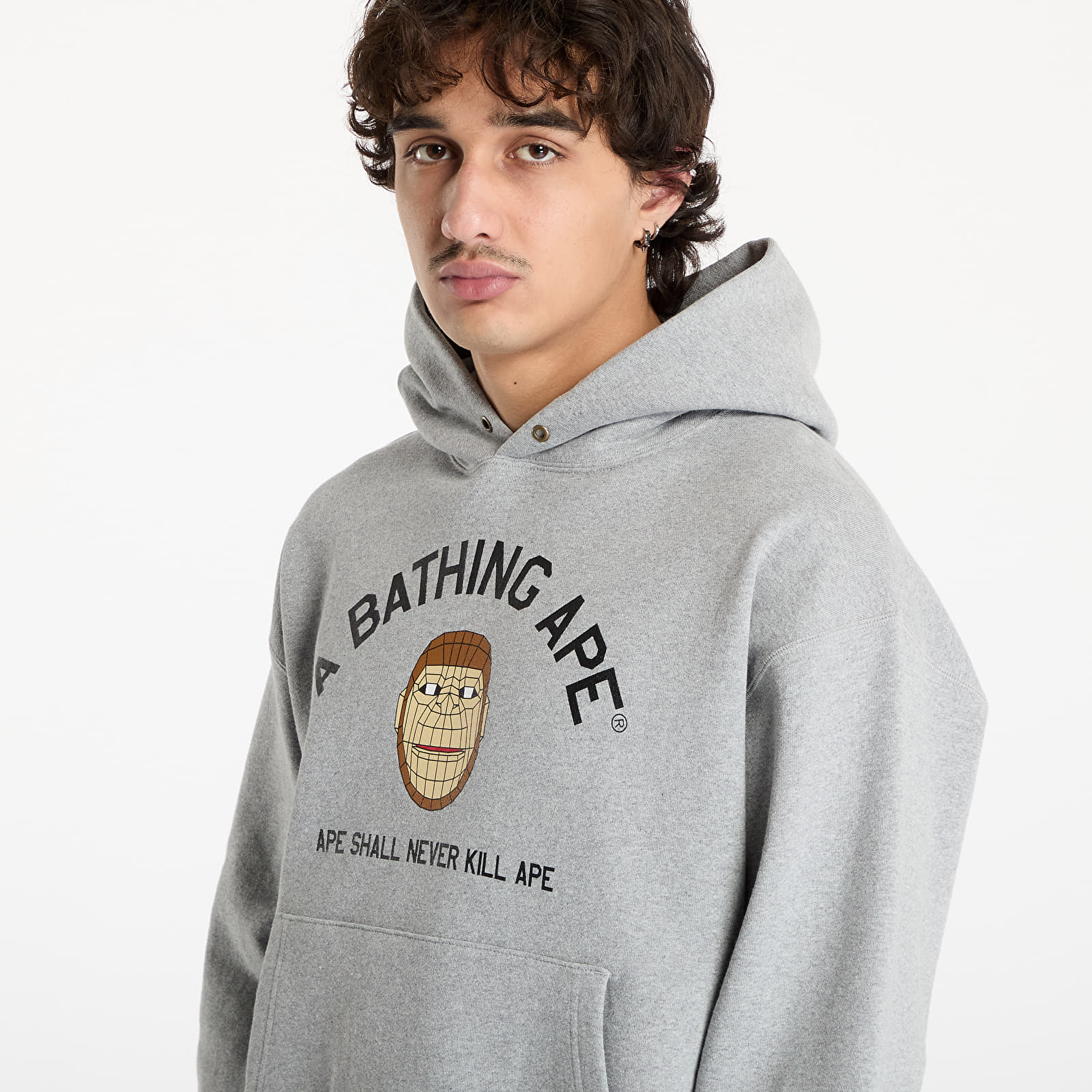 Mikiny A BATHING APE Polygon Relaxed Fit Pullover UNISEX Hoodie Gray