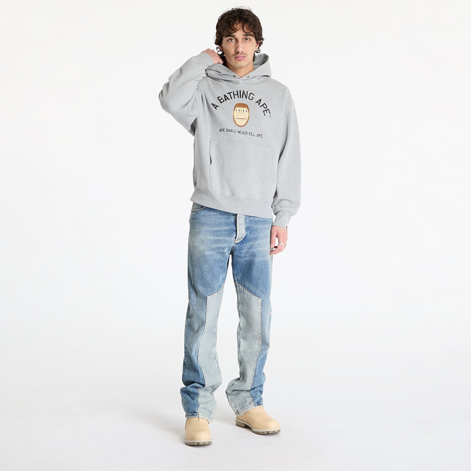 Mikiny A BATHING APE Polygon Relaxed Fit Pullover UNISEX Hoodie Gray