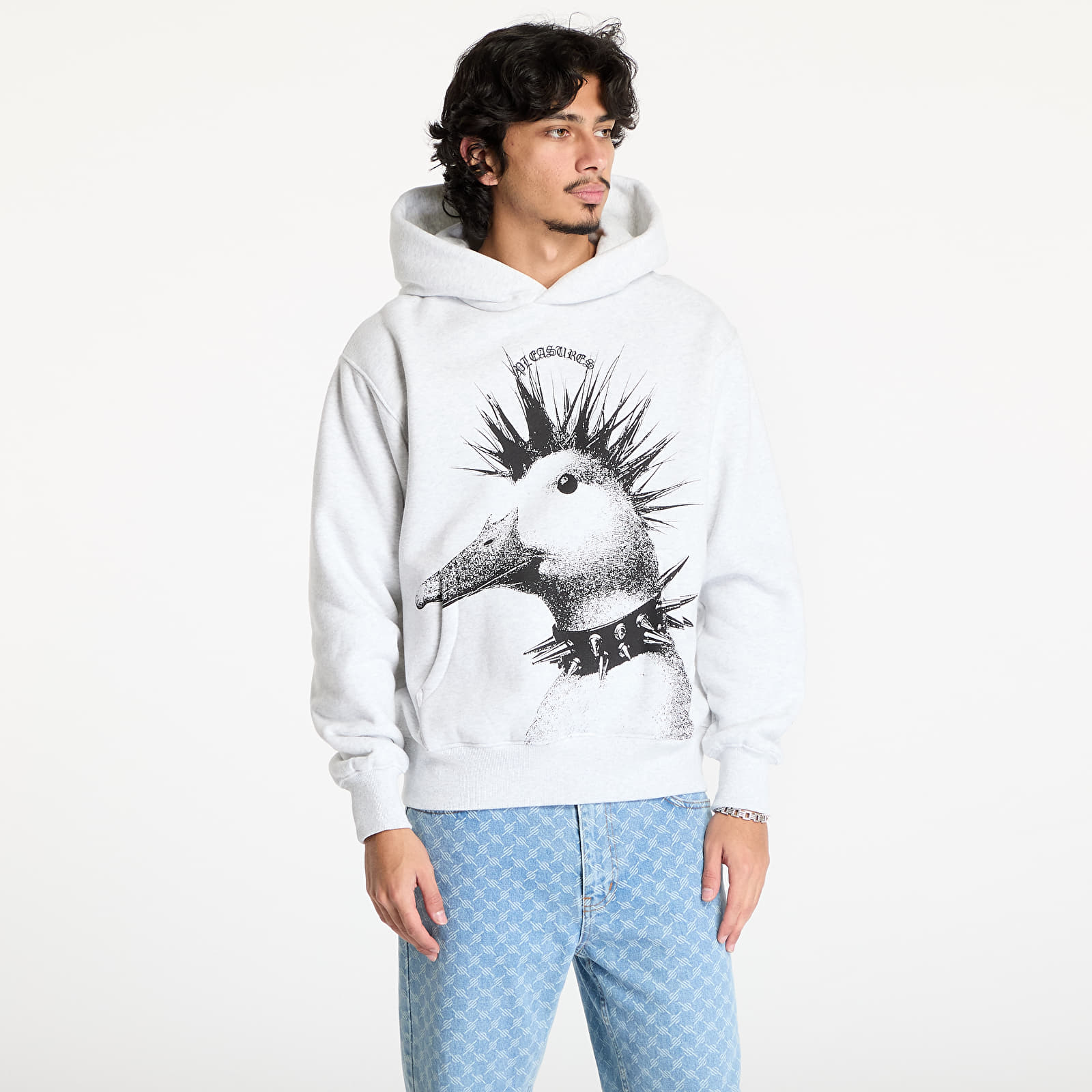 Férfi kapucnis pulcsik PLEASURES Punk Duck Hoodie Heather Grey