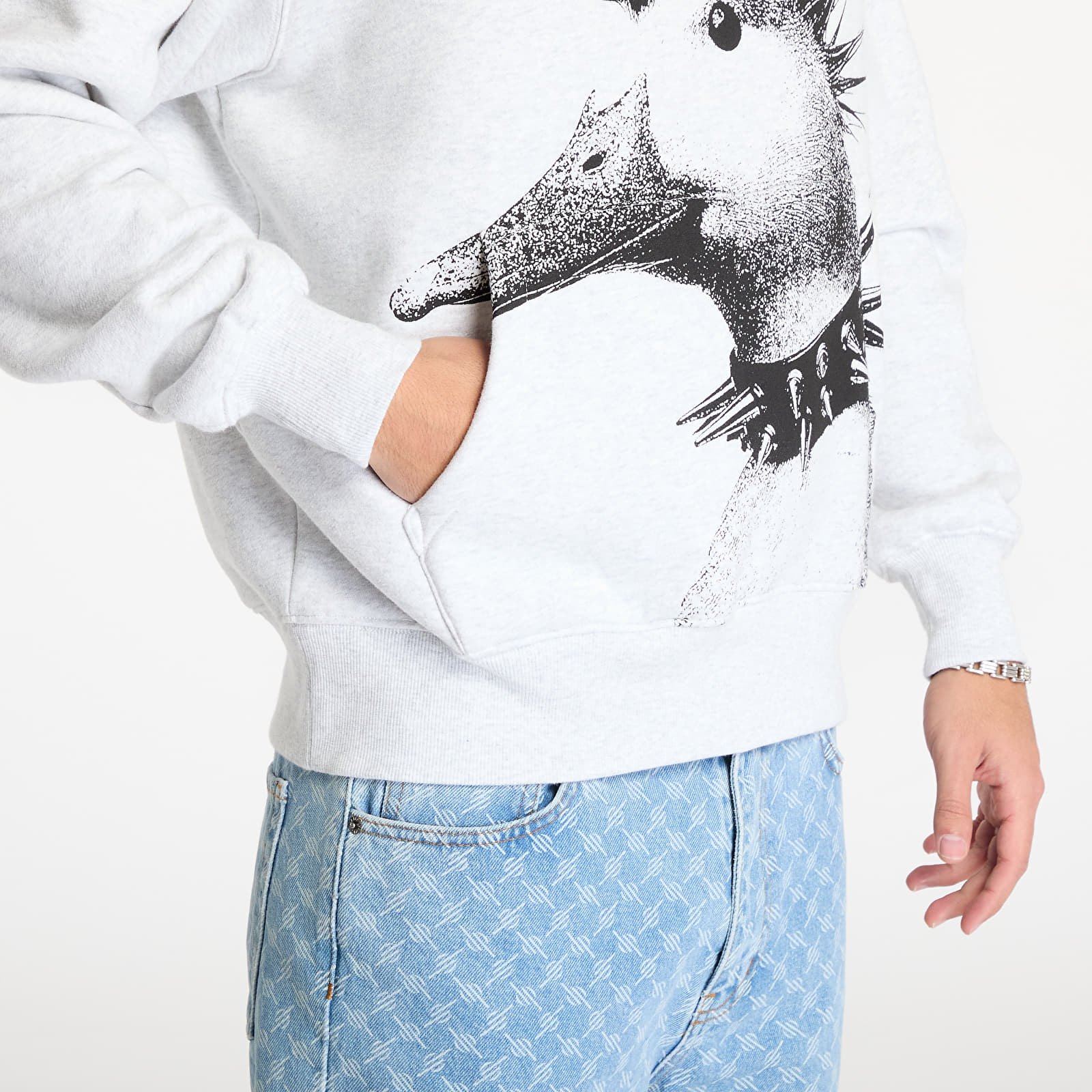 Férfi kapucnis pulcsik PLEASURES Punk Duck Hoodie Heather Grey