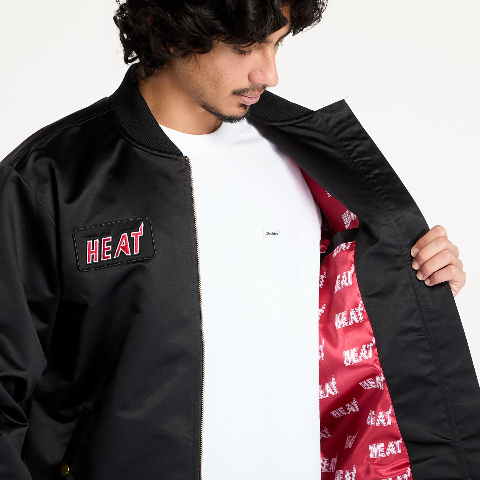 Jakne Mitchell & Ness NBA Team Leader Satin Vintage Logo Heat Bomber Black