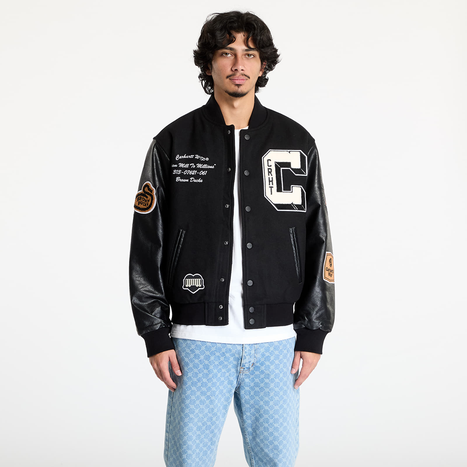 Jachete pentru bărbați Carhartt WIP Brown Ducks Bomber UNISEX Black/ Black