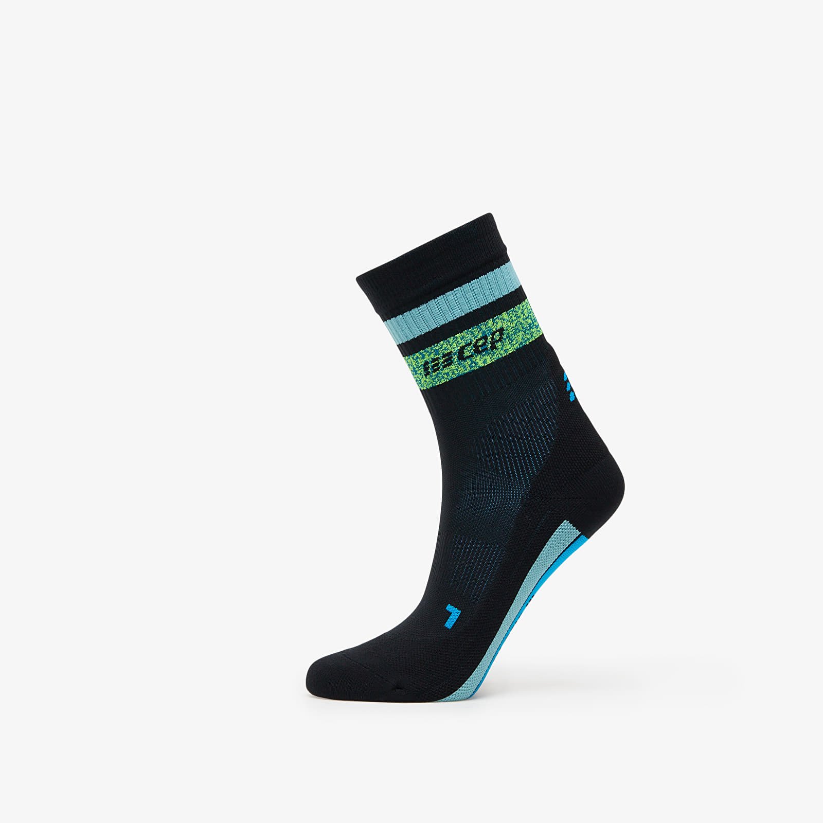 Men's socks CEP Miami Vibes Mid Cut Compression Socks Black/ Green/ Aqua