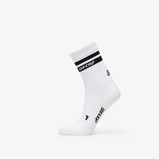 CEP 80's Mid Cut Compression Socks White/ Black