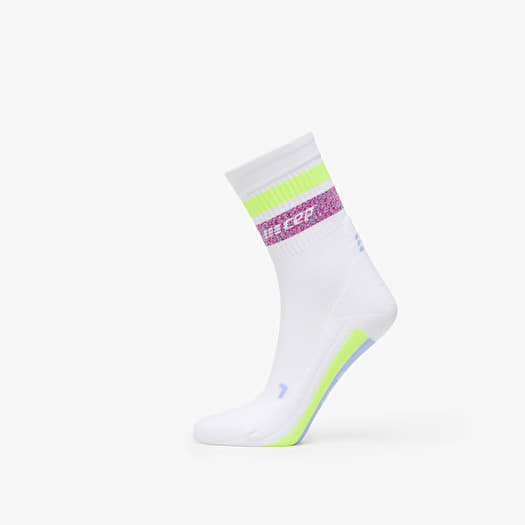 CEP Miami Vibes Mid Cut Compression Socks White/ Purple/ Neon Yellow