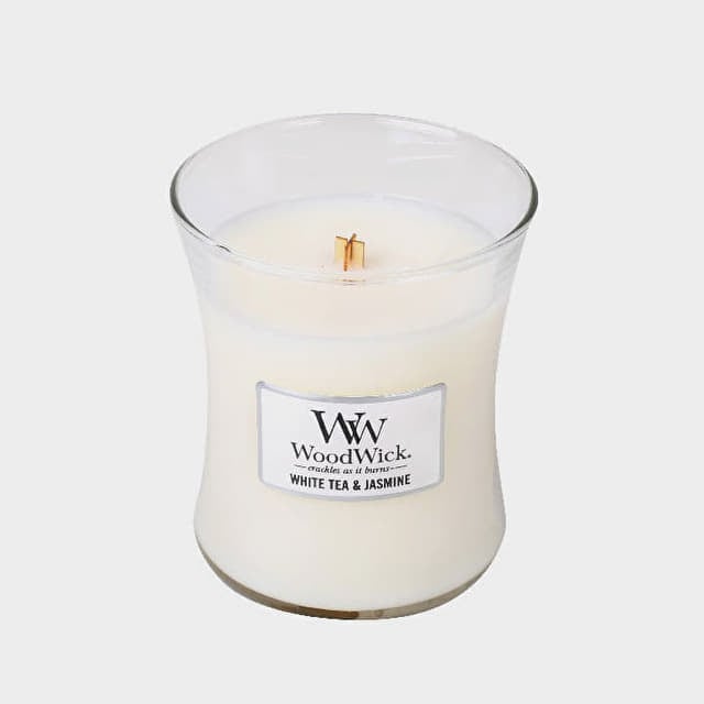 WoodWick Medium Hourglass Candle - White Tea & Jasmine - 1 | YEO