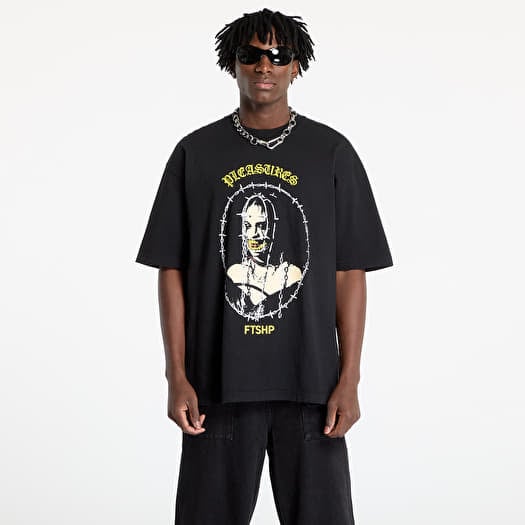 T-paita PLEASURES x FTSHP Cage T-Shirt UNISEX Black