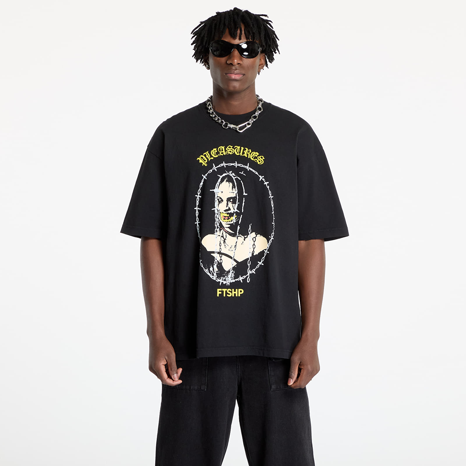 Koszulki PLEASURES x FTSHP Cage T-Shirt UNISEX Black