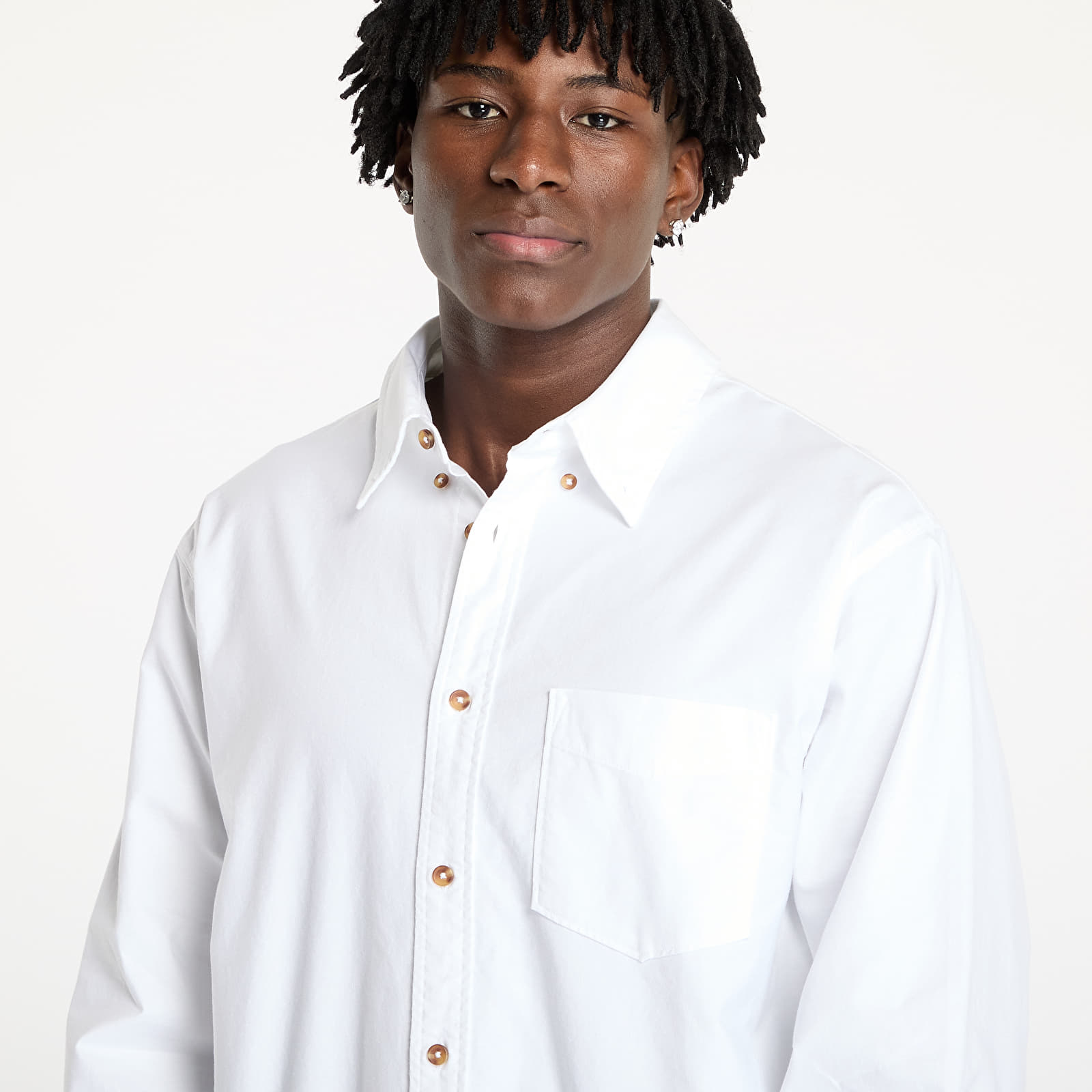Košile Nike Life Men's Long-Sleeve Oxford Button-Down Shirt White/ White/ White