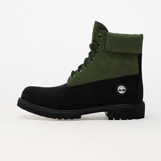 Timberland 6 Inch Lace Up Waterproof Boot Black Nubuck/ Dark Green