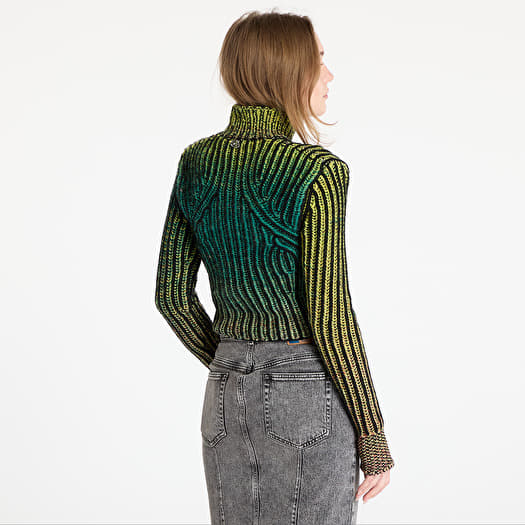 美品☆DIESEL タートルネックセーター グリーン・イエロー DIESEL（ディーゼル）の「レディース ニット M-JANEL（ニット/セーター