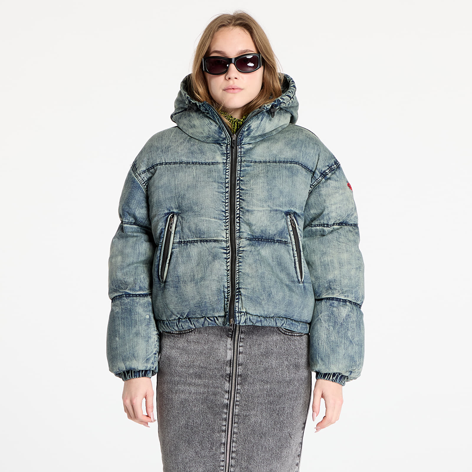 Куртки Diesel W-Aves Cropped Puffer Jacket Blue
