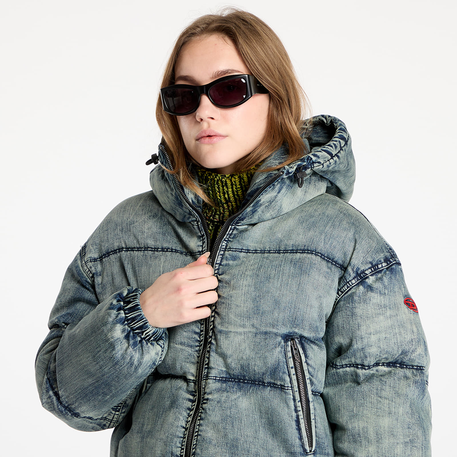 Куртки Diesel W-Aves Cropped Puffer Jacket Blue