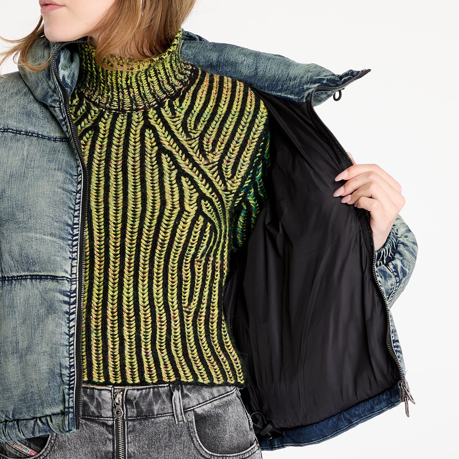 Куртки Diesel W-Aves Cropped Puffer Jacket Blue