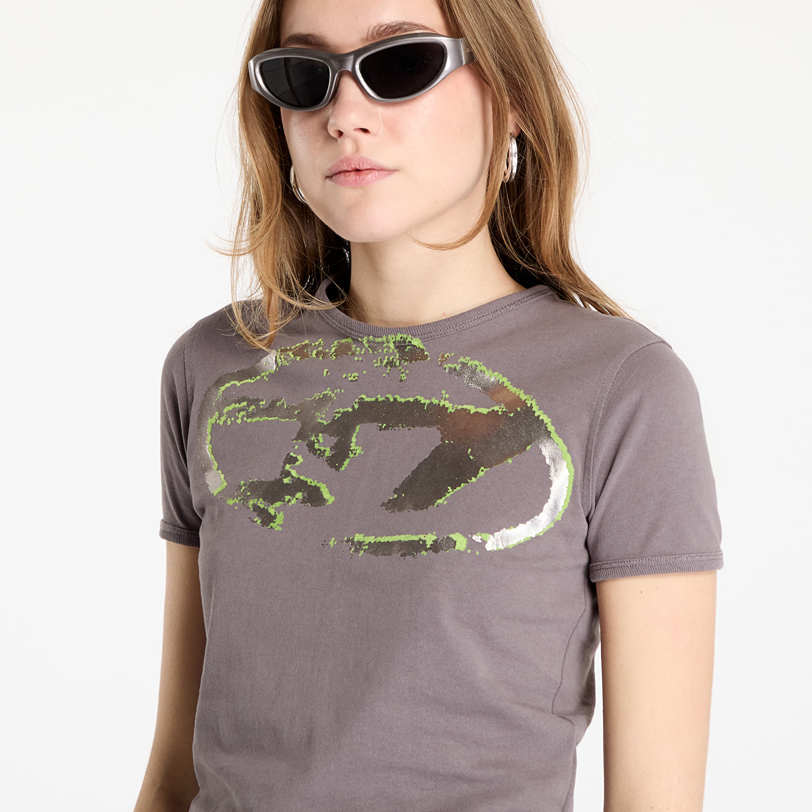 Dámske tričká Diesel T-Uncutie-Long-P14 T-Shirt Frost Gray