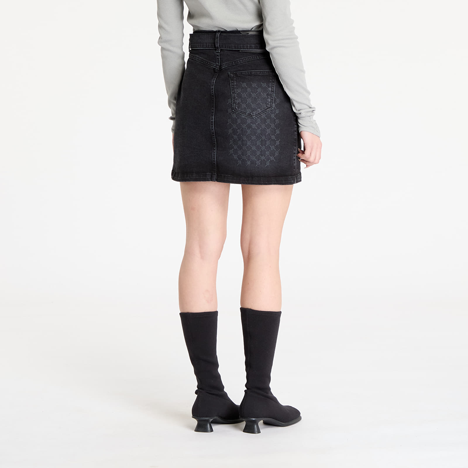 Hameet Daily Paper Mongram Wrap Denim Skirt Black
