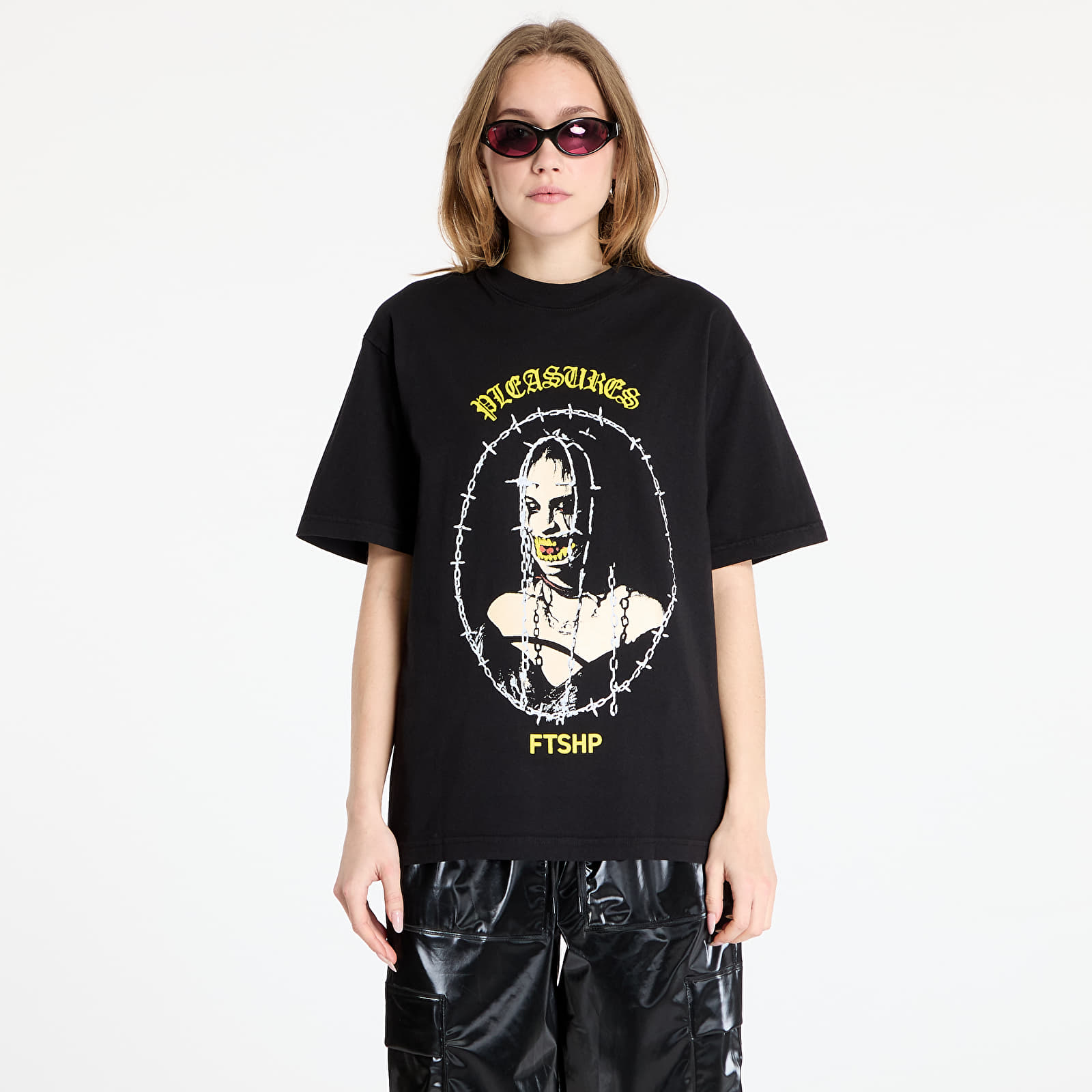 Koszulki PLEASURES x FTSHP Cage T-Shirt UNISEX Black