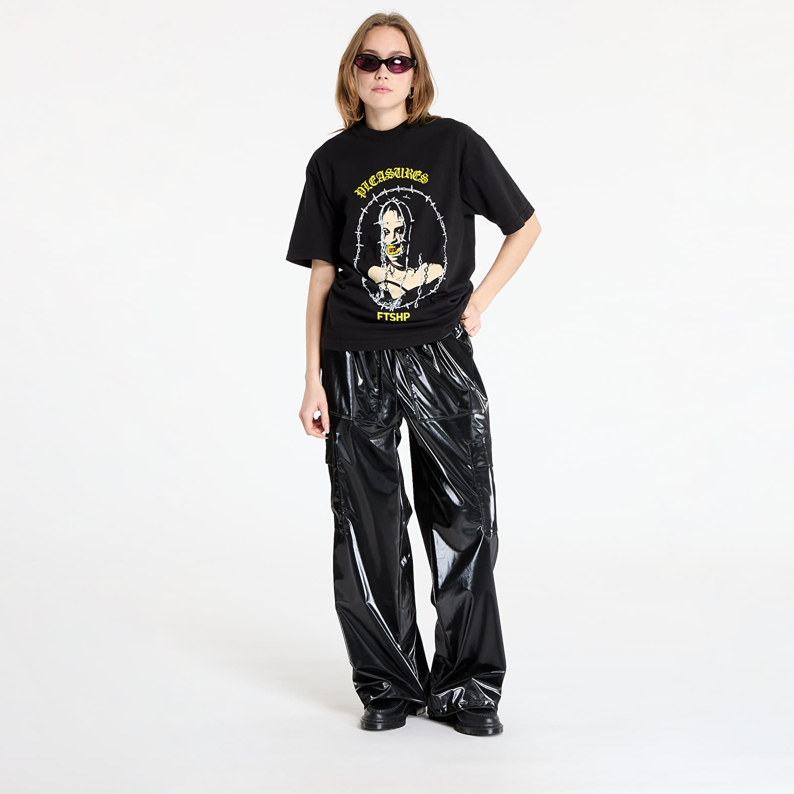Koszulki PLEASURES x FTSHP Cage T-Shirt UNISEX Black