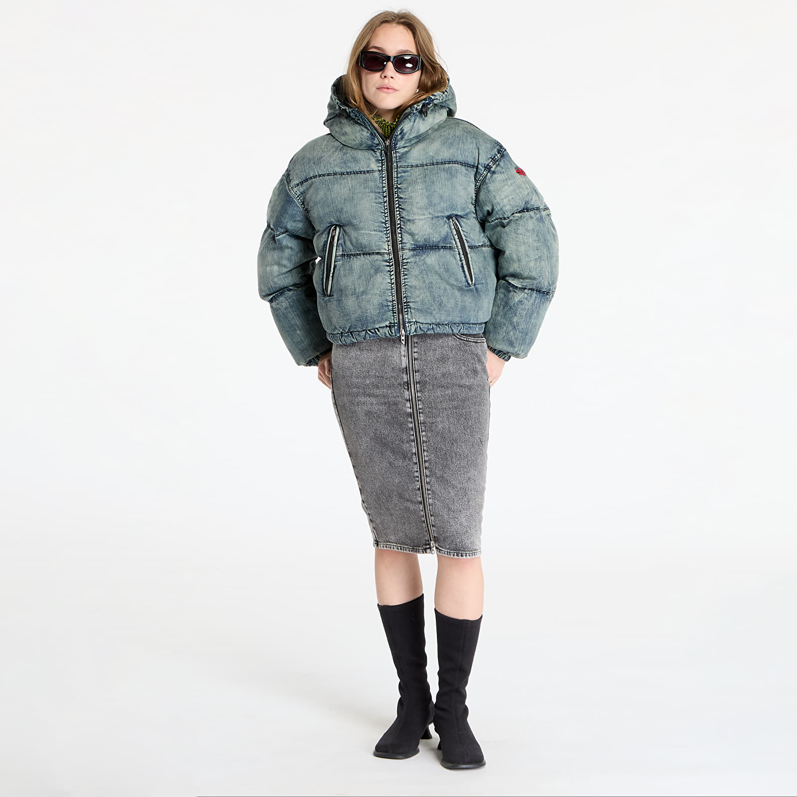 Jackets Diesel W-Aves Cropped Puffer Jacket Blue | Footshop