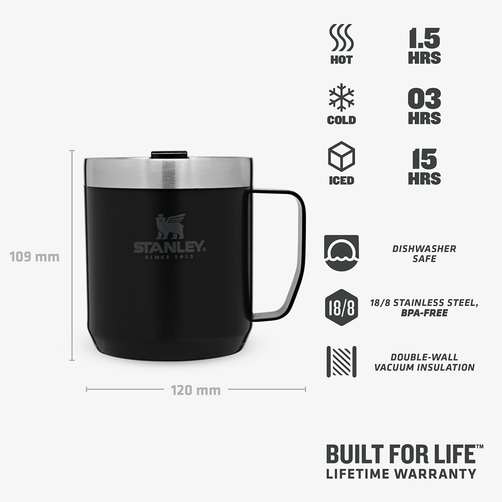 Ostatní doplňky STANLEY The Stay-Hot Camp Mug 350 ml Matte Black Pebble