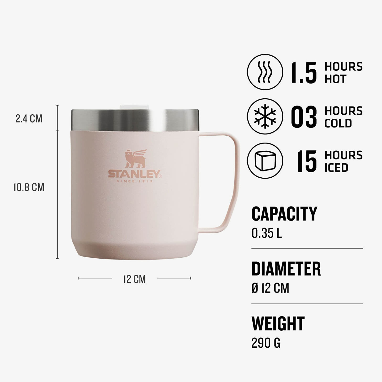 Ostatní doplňky STANLEY The Stay-Hot Camp Mug 350 ml Rose Quartz