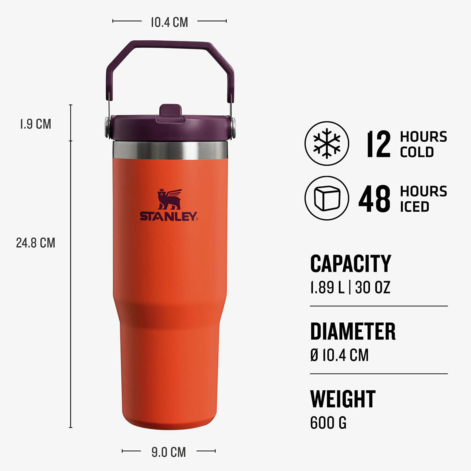andere Accessoires STANLEY The IceFlow™ Flip Straw Tumbler 890 ml Tigerlily Plum