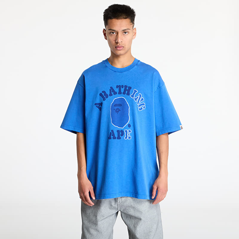 T-shirts A BATHING APE Garment Dye College Relaxed Fit Tee Blue